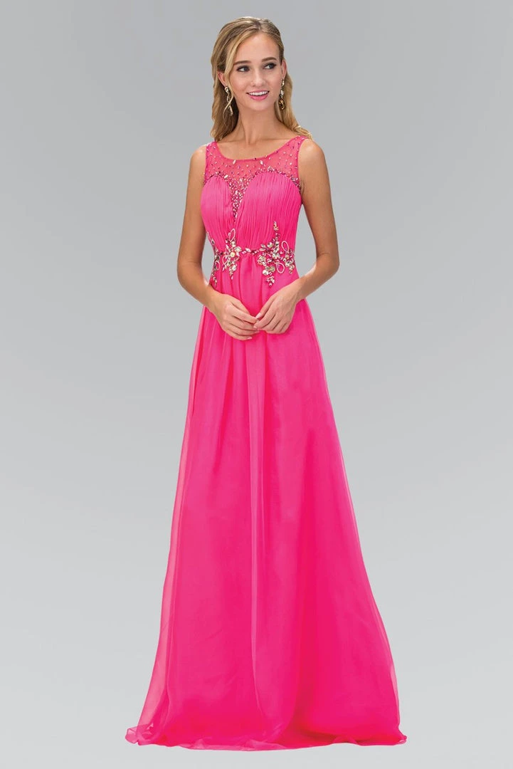 Formal Gowns Elizabeth K - GL1131 Bateau Illusion Bejeweled Chiffon Gown 6 Formal Gowns Elizabeth K - GL1131 Bateau Illusion Bejeweled Chiffon Gown