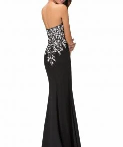 Formal Gowns Elizabeth K - GL1144 Strapless Floral Long Dress With Slit