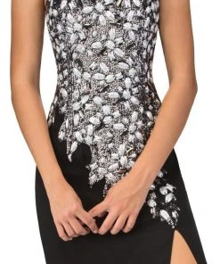 Formal Gowns Elizabeth K - GL1144 Strapless Floral Long Dress With Slit