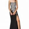 Formal Gowns Elizabeth K - GL1144 Strapless Floral Long Dress With Slit 2 Formal Gowns Elizabeth K - GL1144 Strapless Floral Long Dress With Slit