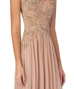 Elizabeth K - GL1304 Sleeveless Embellished Long Dress Mother Of The Bride