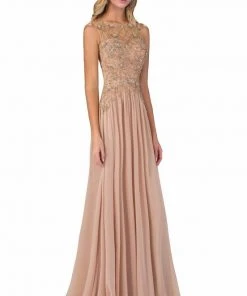 Elizabeth K - GL1304 Sleeveless Embellished Long Dress Mother Of The Bride