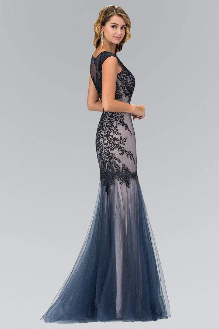 Formal Gowns Elizabeth K - GL1309 Embroidered Illusion Bateau Neck Trumpet Gown 6 Formal Gowns Elizabeth K - GL1309 Embroidered Illusion Bateau Neck Trumpet Gown