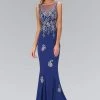 Elizabeth K - GL1314 Beaded Illusion Bateau Neck Trumpet Gown Formal Gowns