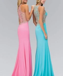 Bridesmaid Dresses Elizabeth K - GL1324 Jeweled High Neck Jersey Gown