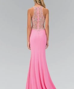 Bridesmaid Dresses Elizabeth K - GL1324 Jeweled High Neck Jersey Gown