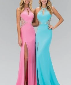 Bridesmaid Dresses Elizabeth K - GL1324 Jeweled High Neck Jersey Gown