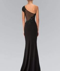 Elizabeth K - GL1326 Beaded One Shoulder Jersey Long Dress 5 Elizabeth K - GL1326 Beaded One Shoulder Jersey Long Dress