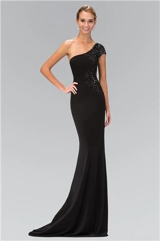 Elizabeth K - GL1326 Beaded One Shoulder Jersey Long Dress 3 Elizabeth K - GL1326 Beaded One Shoulder Jersey Long Dress