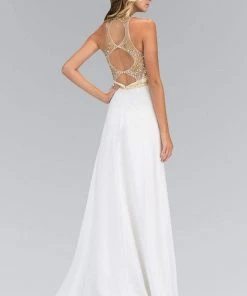 Elizabeth K - GL1329 Gilt Beaded Illusion A-Line Gown 9 Elizabeth K - GL1329 Gilt Beaded Illusion A-Line Gown