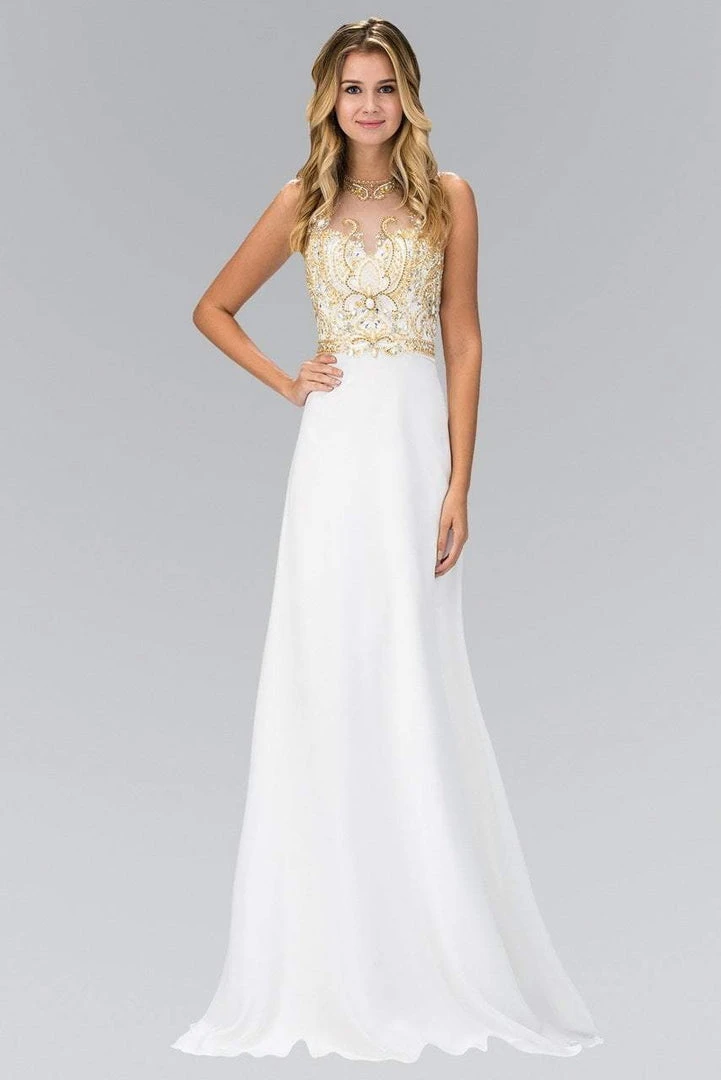 Elizabeth K - GL1329 Gilt Beaded Illusion A-Line Gown 5 Elizabeth K - GL1329 Gilt Beaded Illusion A-Line Gown