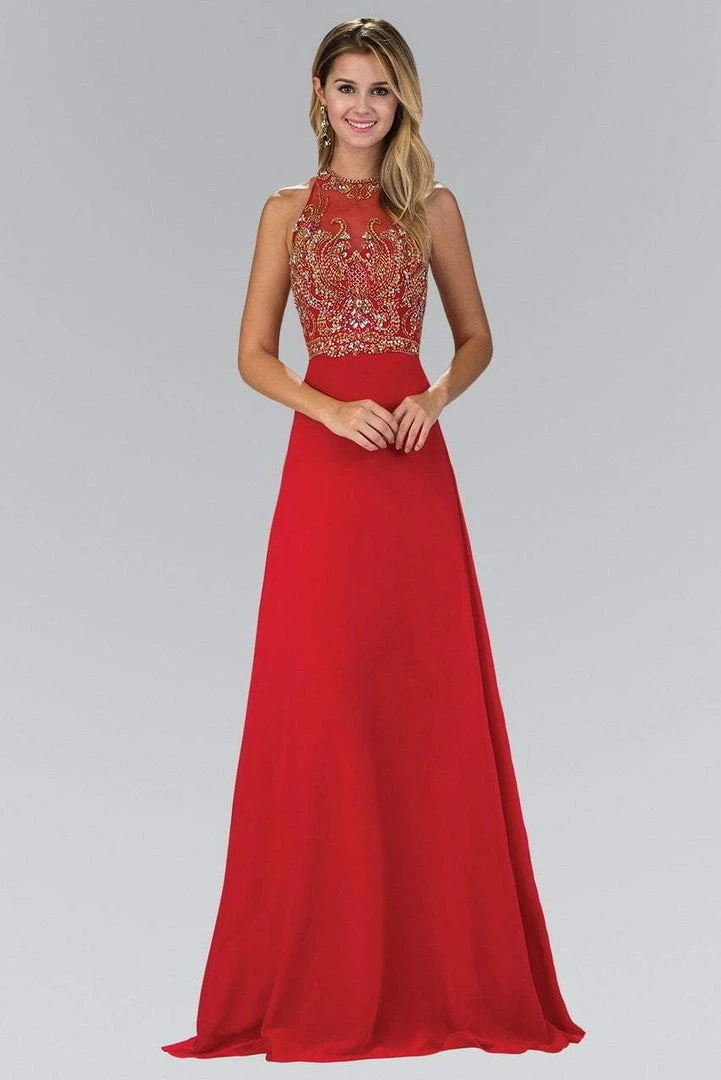 Elizabeth K - GL1329 Gilt Beaded Illusion A-Line Gown 3 Elizabeth K - GL1329 Gilt Beaded Illusion A-Line Gown