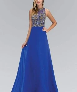 Elizabeth K - GL1329 Gilt Beaded Illusion A-Line Gown 7 Elizabeth K - GL1329 Gilt Beaded Illusion A-Line Gown
