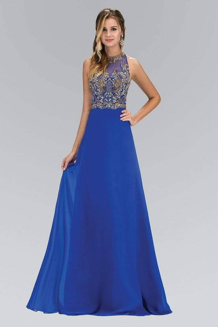 Elizabeth K - GL1329 Gilt Beaded Illusion A-Line Gown 4 Elizabeth K - GL1329 Gilt Beaded Illusion A-Line Gown