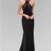 Formal Gowns Elizabeth K - GL1330 Halter Neckline Beaded Black Gown 1 Formal Gowns Elizabeth K - GL1330 Halter Neckline Beaded Black Gown