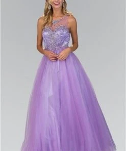 Formal Gowns Elizabeth K - GL1353 Illusion Bateau Neckline Tulle Ballgown