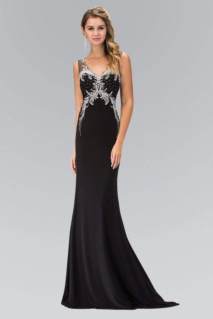 Elizabeth K - GL1358 Jewel-Accented V-Neck Gown 3 Elizabeth K - GL1358 Jewel-Accented V-Neck Gown