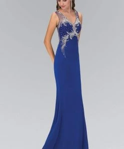 Elizabeth K - GL1358 Jewel-Accented V-Neck Gown 7 Elizabeth K - GL1358 Jewel-Accented V-Neck Gown