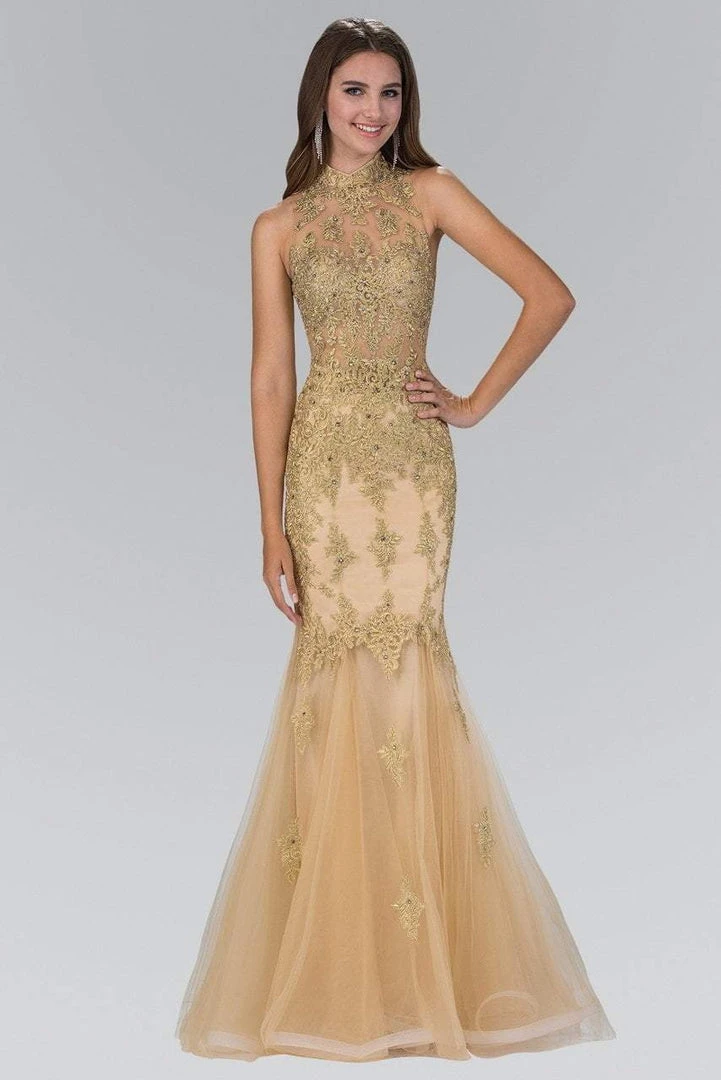 Elizabeth K - GL1365 Embellished High Neck Mermaid Gown Formal Gowns 4 Elizabeth K - GL1365 Embellished High Neck Mermaid Gown Formal Gowns