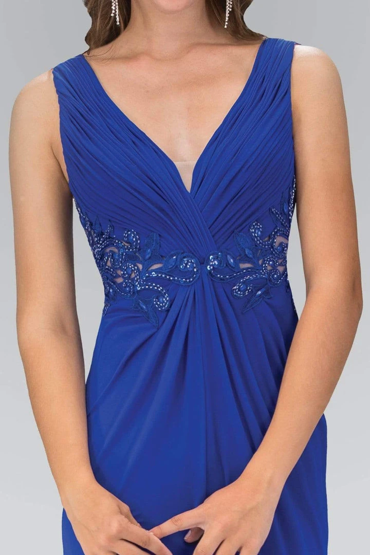 Elizabeth K GL1377 Embellished Ruched V-Neck A-line Dress - 1 Pc Royal Blue In Size XS Available Formal Gowns 4 Elizabeth K GL1377 Embellished Ruched V-Neck A-line Dress - 1 Pc Royal Blue In Size XS Available Formal Gowns