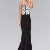 Elizabeth K - GL1384 Bead And Sequin Embellishment V-Neck Gown