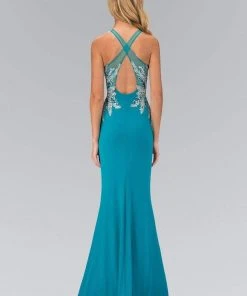 Elizabeth K - GL1387 Jewel Neckline Sequin Embellished Gown 5 Elizabeth K - GL1387 Jewel Neckline Sequin Embellished Gown