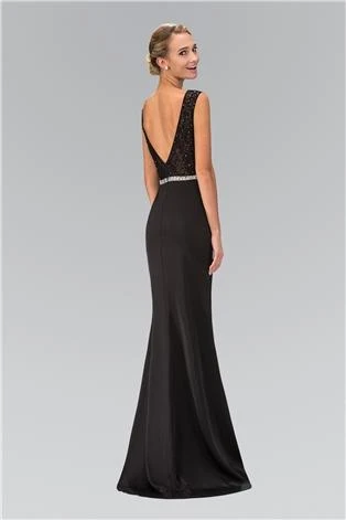 Elizabeth K - GL1388 Embellished Bateau Neckline Open Back Gown Formal Gowns 4 Elizabeth K - GL1388 Embellished Bateau Neckline Open Back Gown Formal Gowns