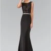Elizabeth K - GL1388 Embellished Bateau Neckline Open Back Gown Formal Gowns