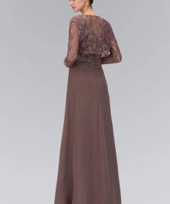 Elizabeth K - GL1397 Lace V-Neck A-Line Gown With Bolero Formal Gowns 10 Elizabeth K - GL1397 Lace V-Neck A-Line Gown With Bolero Formal Gowns