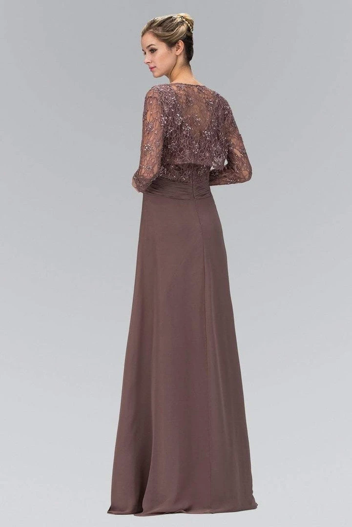 Elizabeth K - GL1397 Lace V-Neck A-Line Gown With Bolero Formal Gowns 4 Elizabeth K - GL1397 Lace V-Neck A-Line Gown With Bolero Formal Gowns