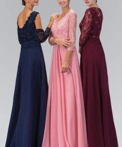 Elizabeth K - GL1397 Lace V-Neck A-Line Gown With Bolero Formal Gowns 11 Elizabeth K - GL1397 Lace V-Neck A-Line Gown With Bolero Formal Gowns