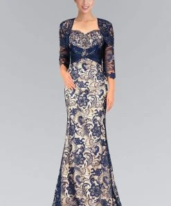 Elizabeth K - GL1419 Embellished Lace Sweetheart Trumpet Dress