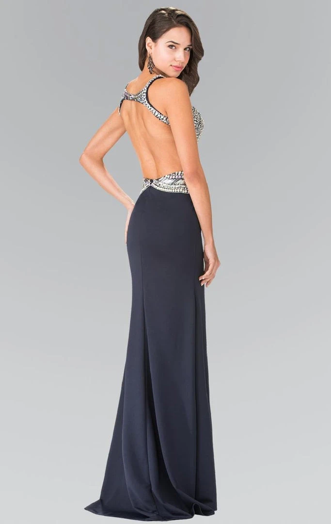 Elizabeth K - GL1473 Embellished Halter Neckline Jersey Gown 4 Elizabeth K - GL1473 Embellished Halter Neckline Jersey Gown