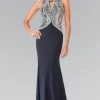 Elizabeth K - GL1473 Embellished Halter Neckline Jersey Gown 2 Elizabeth K - GL1473 Embellished Halter Neckline Jersey Gown