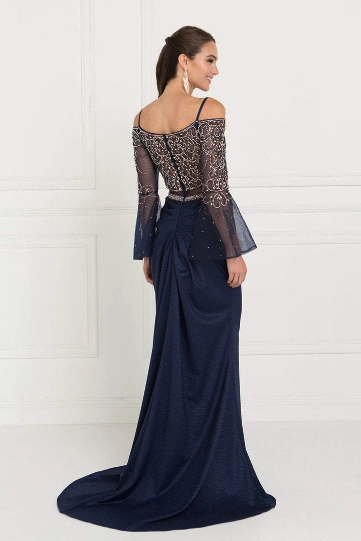 Elizabeth K - GL1500 Two Piece Sheer Dress With Bell Sleeves 6 Elizabeth K - GL1500 Two Piece Sheer Dress With Bell Sleeves