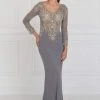 Formal Gowns Elizabeth K - GL1502 Jewel Embellished Long Sleeves Fitted Dress