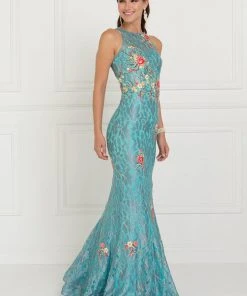 Formal Gowns Elizabeth K - GL1504 Floral Lace Fitted Mermaid Dress 9 Formal Gowns Elizabeth K - GL1504 Floral Lace Fitted Mermaid Dress