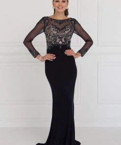 Elizabeth K - GL1506 Sheer Long Sleeves Sequined Evening Dress Formal Gowns 11 Elizabeth K - GL1506 Sheer Long Sleeves Sequined Evening Dress Formal Gowns