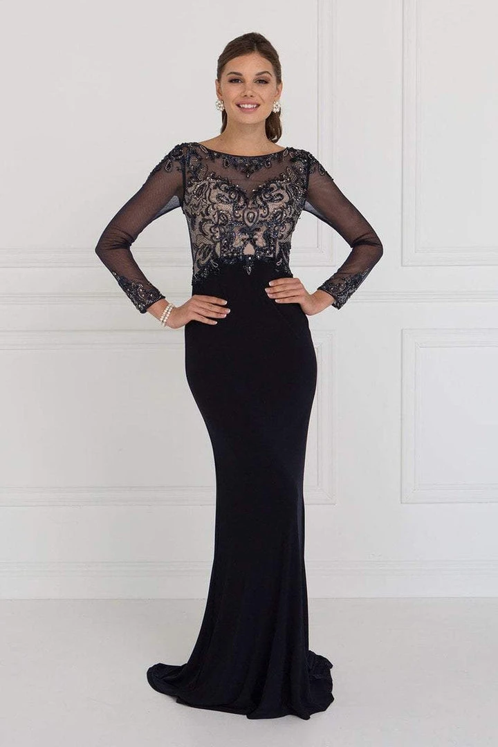 Elizabeth K - GL1506 Sheer Long Sleeves Sequined Evening Dress Formal Gowns 7 Elizabeth K - GL1506 Sheer Long Sleeves Sequined Evening Dress Formal Gowns