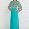 Formal Gowns Elizabeth K - GL1527 Chiffon Dress With Embroidered Cape Sleeves 1 Formal Gowns Elizabeth K - GL1527 Chiffon Dress With Embroidered Cape Sleeves