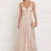 Elizabeth K - GL1575 Sequined Deep V-neck Organza A-line Dress Formal Gowns 1 Elizabeth K - GL1575 Sequined Deep V-neck Organza A-line Dress Formal Gowns