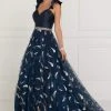 Elizabeth K - GL1578 Ruffled Cap Sleeve Floral Embroidered Ballgown Formal Gowns