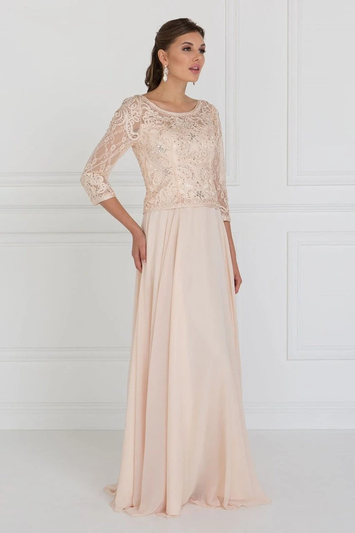 Elizabeth K - GL1580 Quarter Sleeve Jeweled Soutache Illusion Gown Formal Gowns 7 Elizabeth K - GL1580 Quarter Sleeve Jeweled Soutache Illusion Gown Formal Gowns