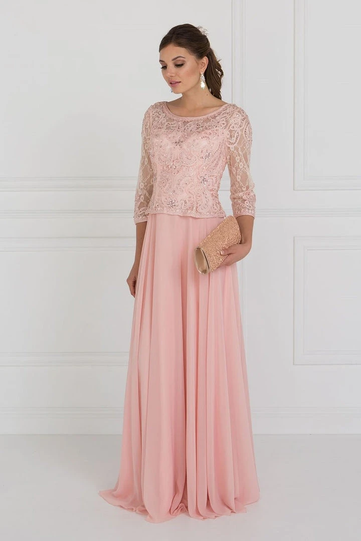 Elizabeth K - GL1580 Quarter Sleeve Jeweled Soutache Illusion Gown Formal Gowns 5 Elizabeth K - GL1580 Quarter Sleeve Jeweled Soutache Illusion Gown Formal Gowns