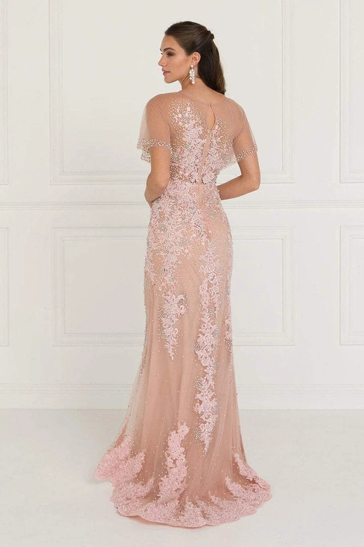 Elizabeth K - GL1585 Beaded Lace Dolman Sleeve Sheath Dress 4 Elizabeth K - GL1585 Beaded Lace Dolman Sleeve Sheath Dress