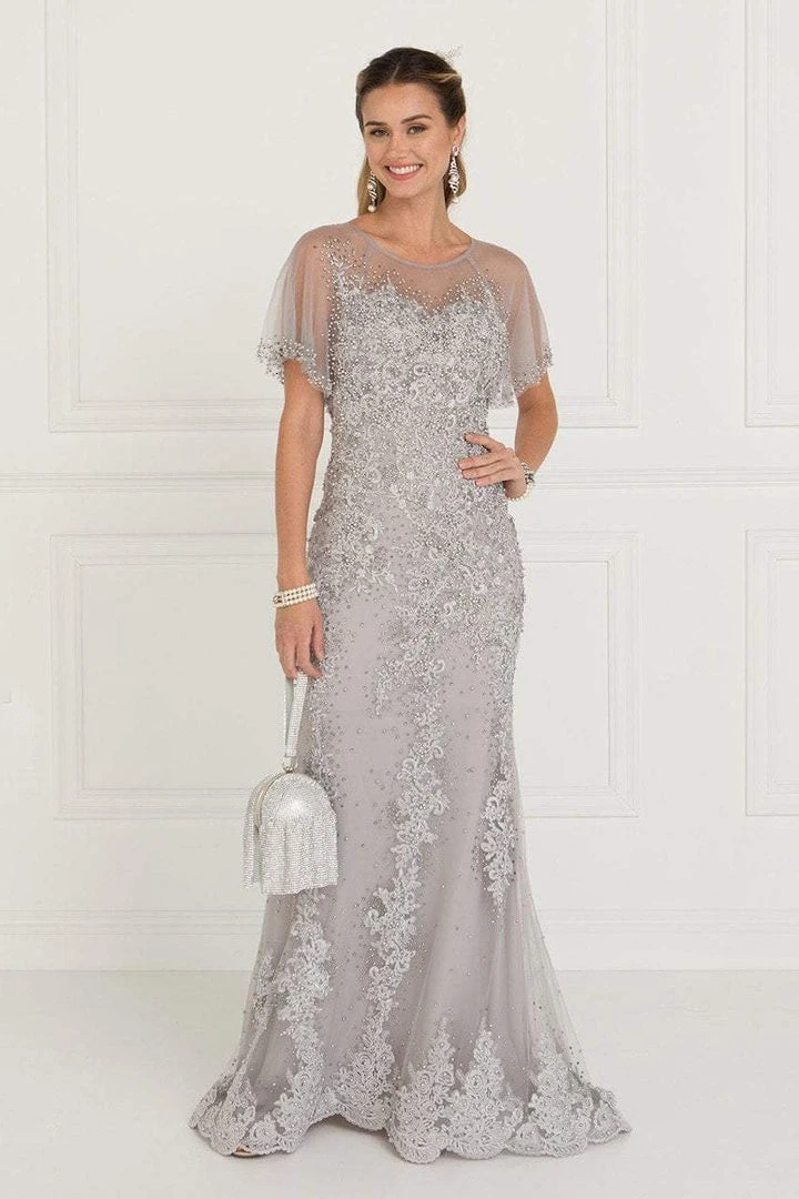 Elizabeth K - GL1585 Beaded Lace Dolman Sleeve Sheath Dress 5 Elizabeth K - GL1585 Beaded Lace Dolman Sleeve Sheath Dress