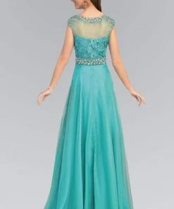 Formal Gowns Elizabeth K - GL2002 Illusion Bateau Neckline Chiffon A-line Gown 5 Formal Gowns Elizabeth K - GL2002 Illusion Bateau Neckline Chiffon A-line Gown