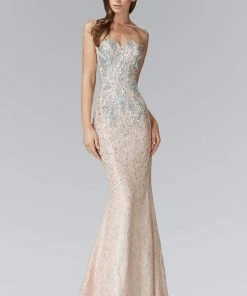 Formal Gowns Elizabeth K GL2004 Strapless Bead Textured Mermaid Gown