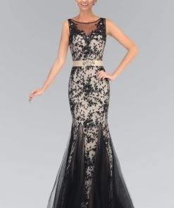Elizabeth K - GL2009 Illusion Bateau Neckline Lace Mermaid Gown