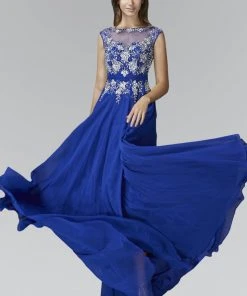 Formal Gowns Elizabeth K - GL2056 Jewel Illusion Embellished Gown